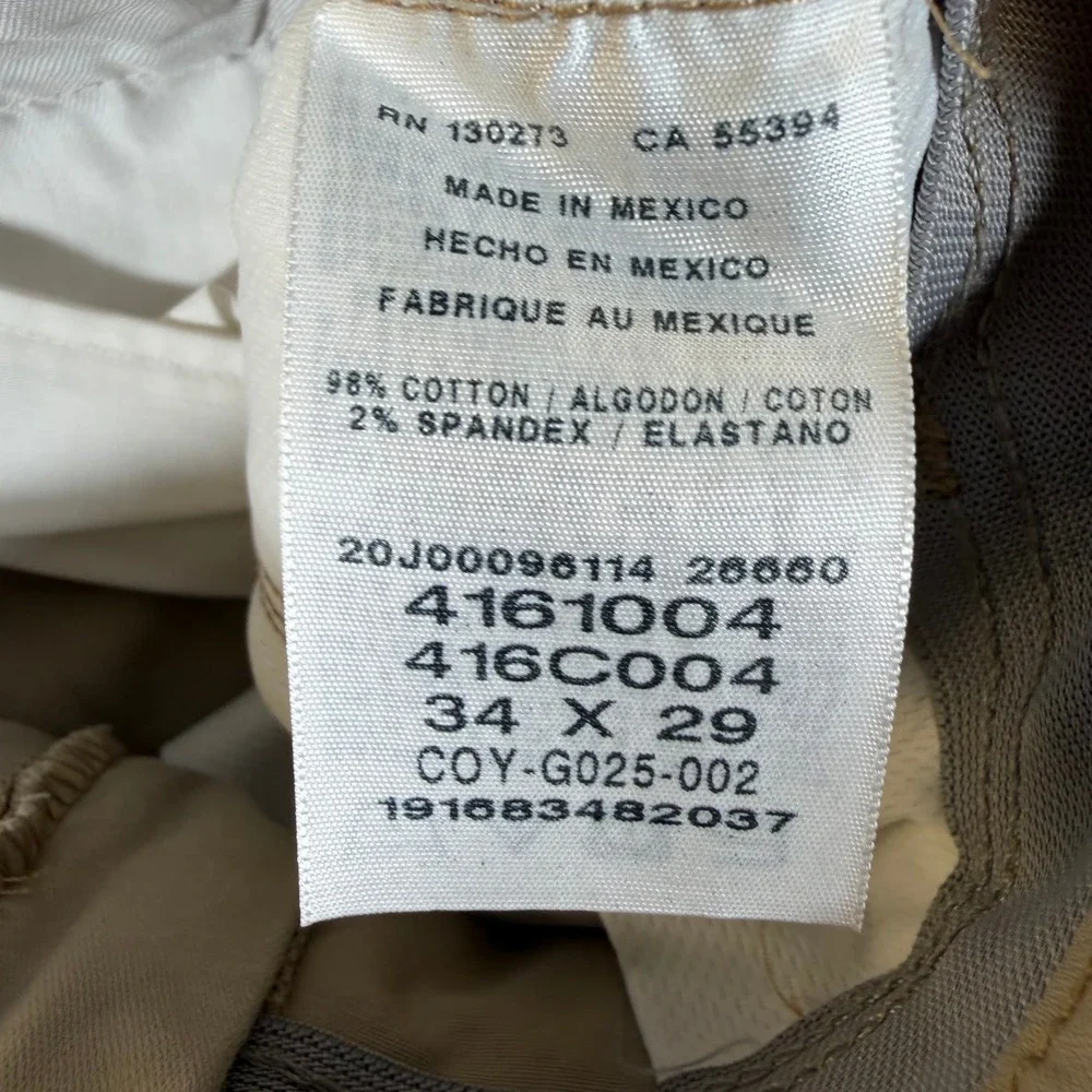 Lee Mens Regular Straight Fit Chino Pants Khaki Tan 34x29 4161004 #4051